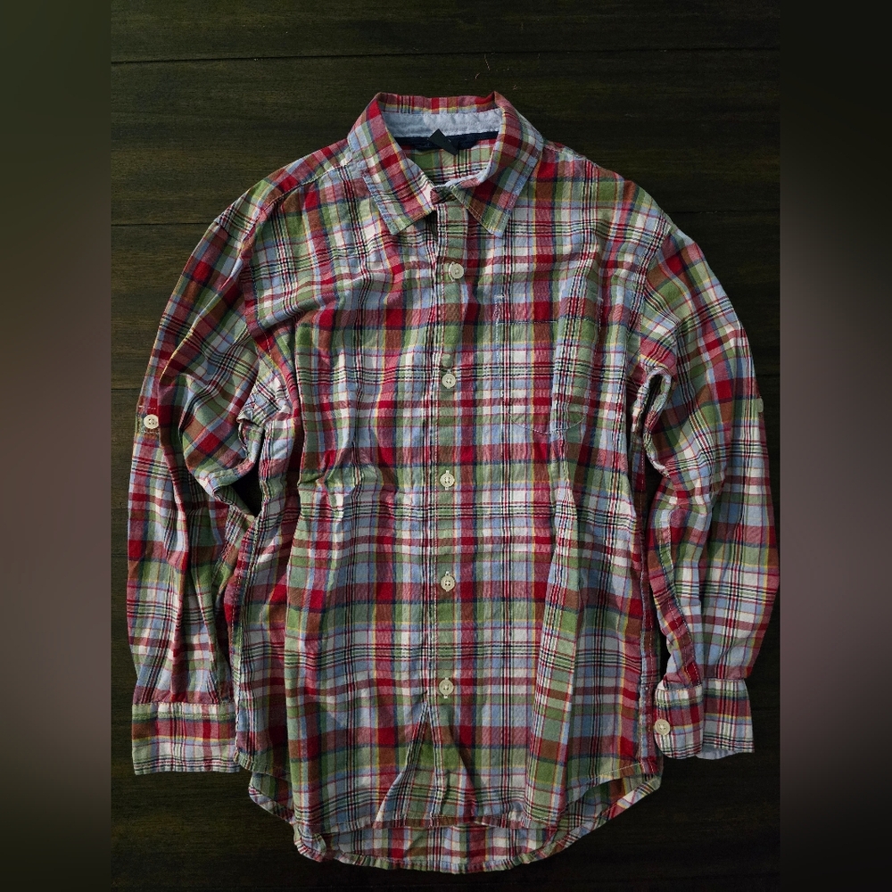 GAP Red and Green Casual Button Down Shirt